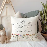 Färgfläcksblomma med Baby Namn Kudde<br><div class="desc">Den här färglösa vilda blomman med baby namn dekorativ kudde är perfekt för din enkla, vismliga, boho-regnbåge sommardusch. Den ljusa, förtjusade rosan, gulten, orangen och blommigten guld i färg får en känsla av en minimalistisk, elegant, ge-vintage-trädgård. Den moderna designen är konst och delikat och ger en klassisk, jordfin ängsskugga i...</div>