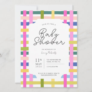 Färgfläckschaktbord för babyskor i färgat regnbåge inbjudningar