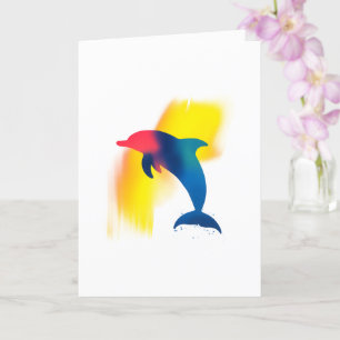 Färgfläcksfärg, delfinfärgad Silhouette Kort