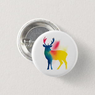 Färgfläcksfärg, Hjort Silhouette Round Button Knapp