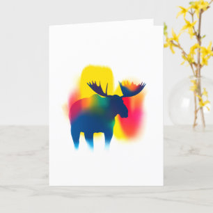 Färgfläcksfärg - Moose Silhouette-kort Kort