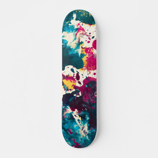 Färgfläcksfärgad Abstrakt Målning och Magenta Mini Skateboard Bräda 18,5 Cm (Framsida)