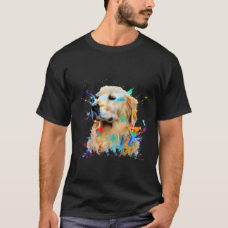 Färgfläcksfärgad Hund för Golden Art Stänk-färgfär T Shirt