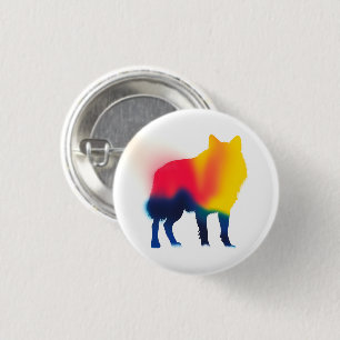 Färgfläcksfärgad Varg Silhouette Round Button Knapp