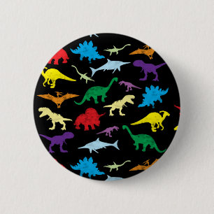 Färgfläcksfärgade dinosaurier Watercolor Kids Möns Knapp