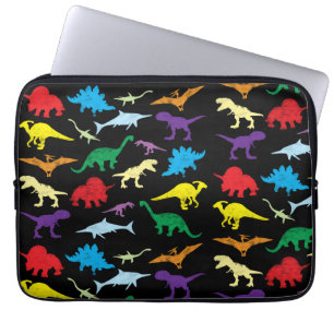 Färgfläcksfärgade dinosaurier Watercolor Kids Möns Laptop Fodral