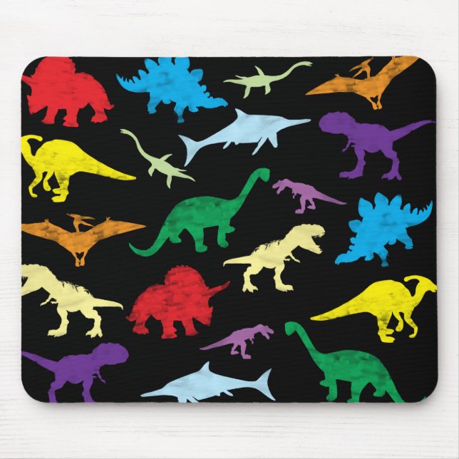 Färgfläcksfärgade dinosaurier Watercolor Kids Möns Musmatta (Framsidan)