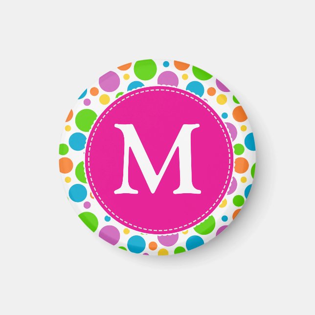 Färgfläcksfärgade Rosa-monogram vid Mönster Magnet (Framsidan)