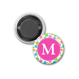 Färgfläcksfärgade Rosa-monogram vid Mönster Magnet