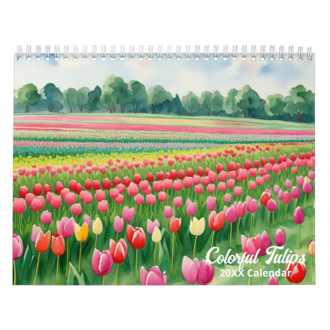 Färgfläcksfärgning Tulips Färgfläcksfärgad Flora Kalender (Omslag)