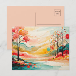 Färgfläcksfärgsbild för flytande vatten vykort