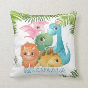 Färgfläcksmonogram för dinosaurier kudde