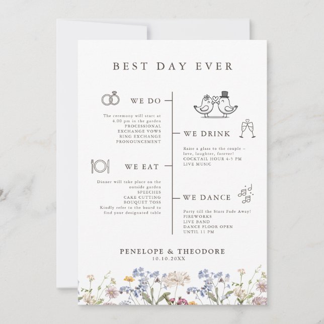 Färgfläcksprogrammet Vår Wildblomsängsbete Inbjudningar (Framsida)