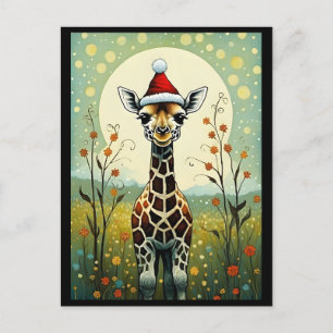 Färgfläcksskugga Giraffe jultomten Vykort