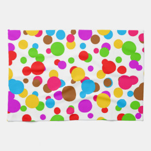 Färgfläckvit bakgrund Polka dots Kökshandduk