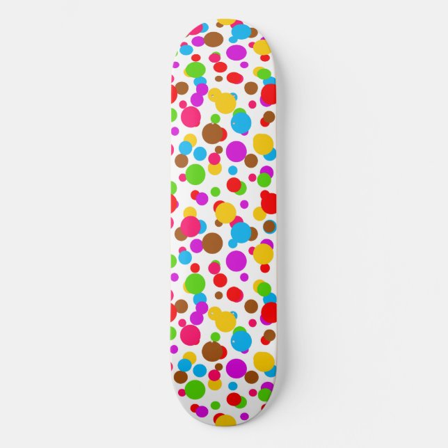 Färgfläckvit bakgrund Polka dots Mini Skateboard Bräda 18,5 Cm (Framsida)