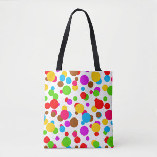Färgfläckvit bakgrund Polka dots Tygkasse