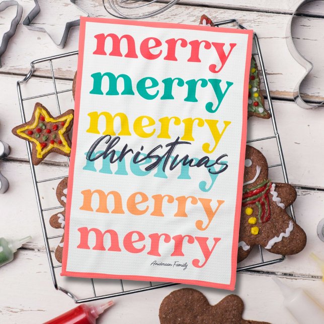 Färgfläckvit God jul med enkel Elegant Kökshandduk (Skapare uppladdad)