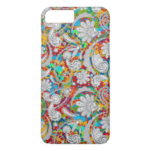 Färgfläckvit paisley mönster i vintage, färglös
