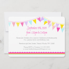 Färgflickor i flaggor 4e födelsedagen party inbjud inbjudningar
