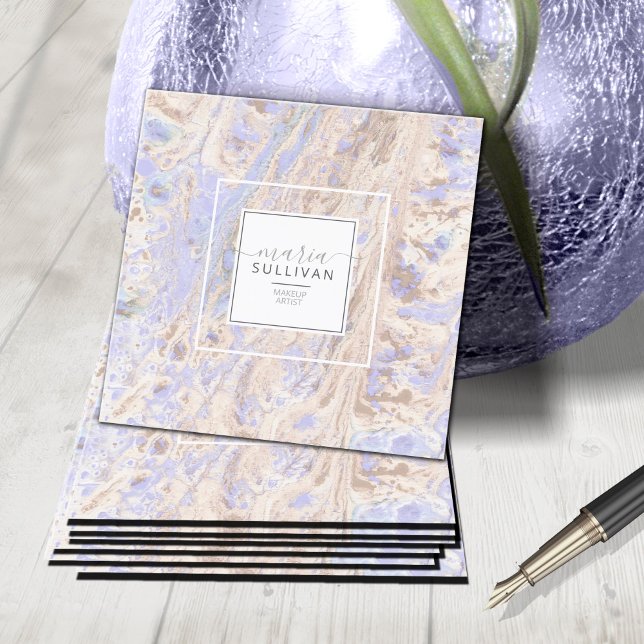 Färgflöde Abstrakt Struktur Lavender/Tan ID796 Fyrkantigt Visitkort (Skapare uppladdad)