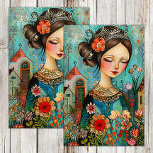 FÄRGFLÖDESGIRL I VÅR GARDEN DECOUPAGE