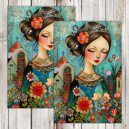 FÄRGFLÖDESGIRL I VÅR GARDEN DECOUPAGE