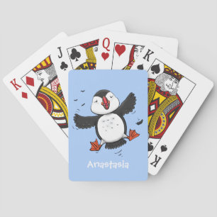 Färgflygning i blått tecknad i Cute lycklig Casinokort
