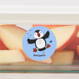 Färgflygning i blått tecknad i Cute lycklig Klistermärke