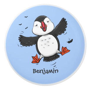 Färgflygning i blått tecknad i Cute lycklig Knopp