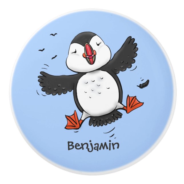 Färgflygning i blått tecknad i Cute lycklig Knopp (Framsidan)