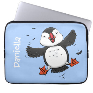 Färgflygning i blått tecknad i Cute lycklig Laptop Fodral