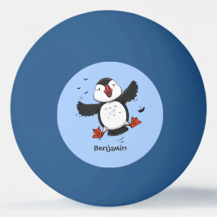 Färgflygning i blått tecknad i Cute lycklig Pingisboll