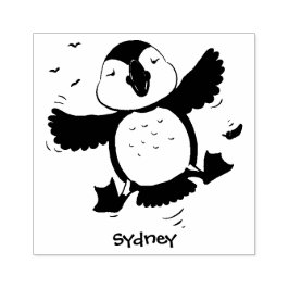 Färgflygning i blått tecknad i Cute lycklig Stämpel