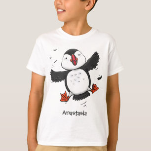 Färgflygning i blått tecknad i Cute lycklig T Shirt