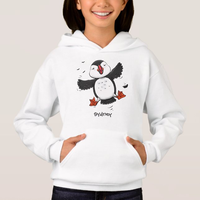 Färgflygning i blått tecknad i Cute lycklig T Shirt (Framsida)