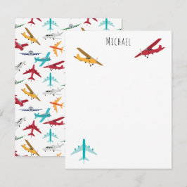 Färgflygplan Anpassat namn för Mönster Kids Anteckningskort