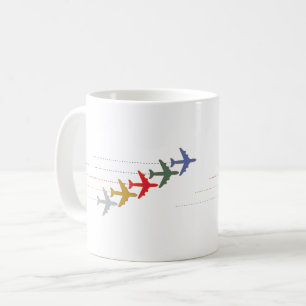 Färgflygplan för resor kaffemugg