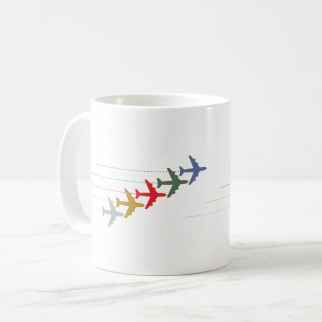 Färgflygplan för resor kaffemugg (Framsida vänster)