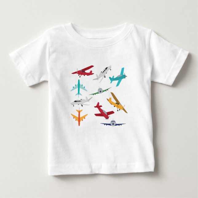 Färgflygplan Mönster Kids Bathroom T Shirt (Framsida)