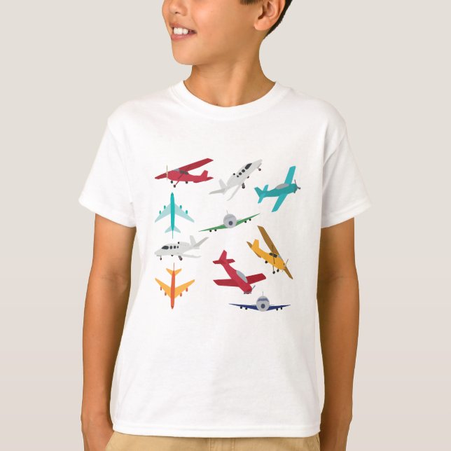 Färgflygplan Mönster Kids Bathroom T Shirt (Framsida)