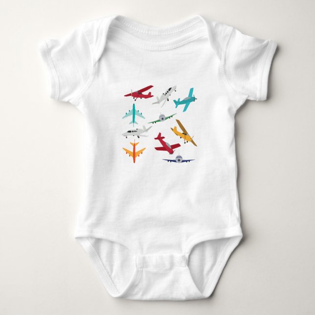 Färgflygplan Mönster Kids Bathroom T Shirt (Framsida)