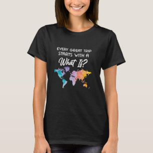 Färgflygplan Travel Karta Souvenir - Coolan World T Shirt