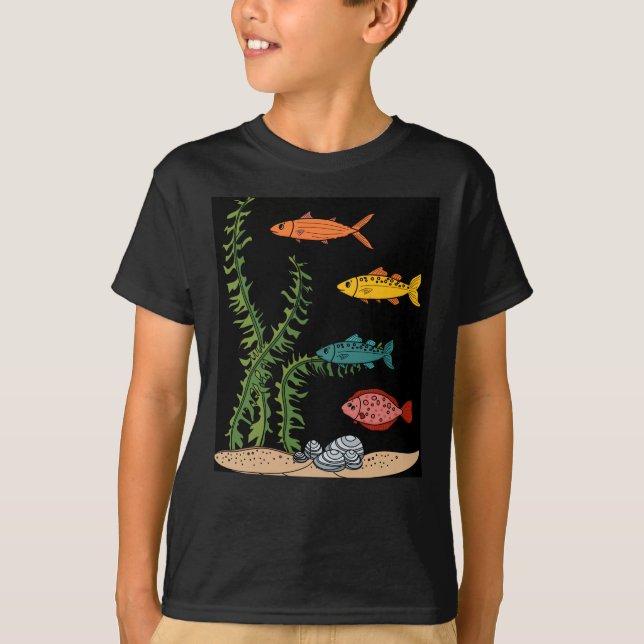 Färgflytande akvarium (Aquarium Fish Animal Motifs T Shirt (Framsida)