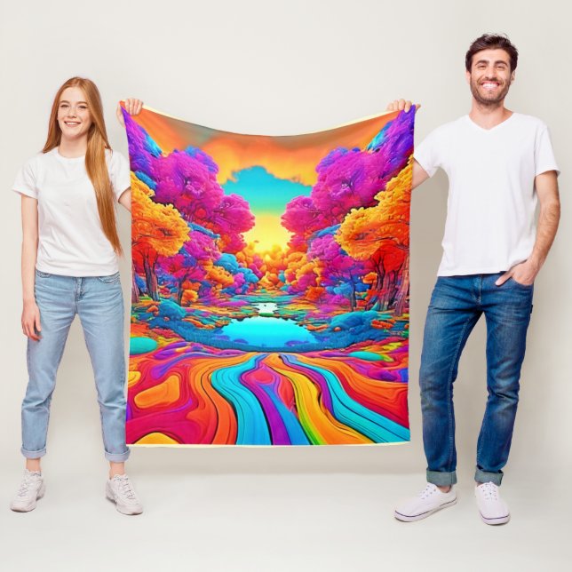 Färgflytande Fantasy liggande Fleecefilt (På plats)