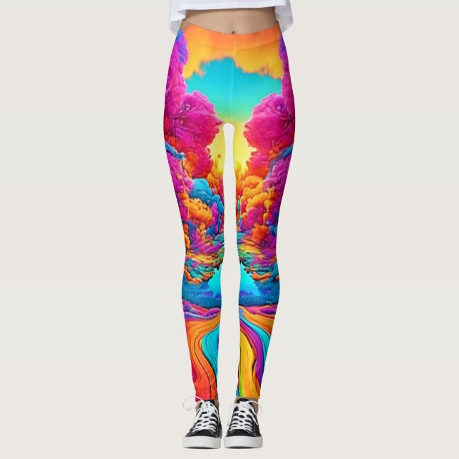Färgflytande Fantasy liggande Leggings (Framsida)