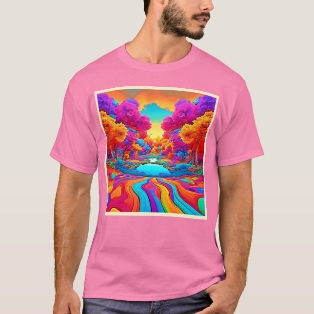 Färgflytande Fantasy liggande T Shirt (Framsida)