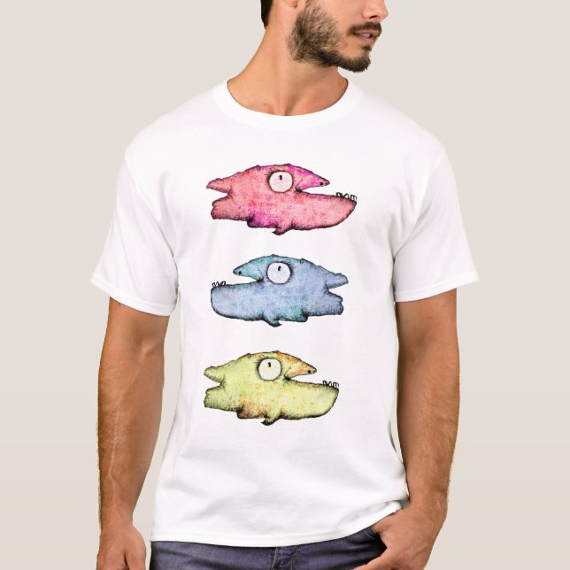 Färgflytande fisk av lycklig t shirt (Framsida)