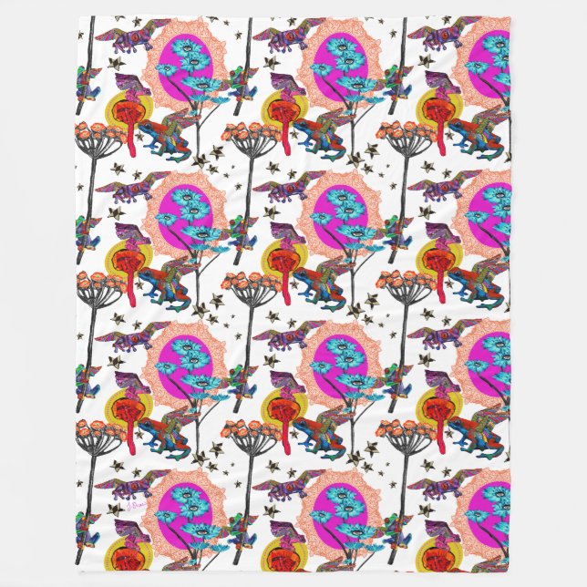 Färgflytande froger fleecefilt (Framsidan)