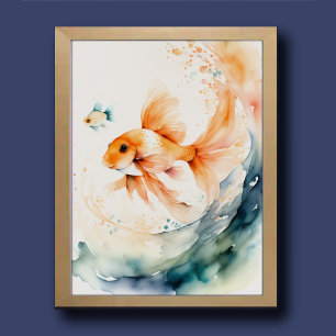Färgflytande goldfisk poster